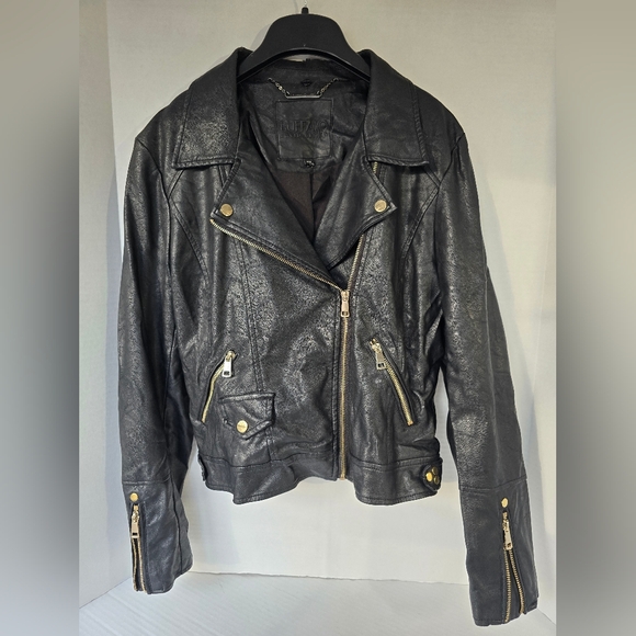 Vintage Buffalo David Bitton Vegan Faux Leather Black Moto Style Jack Medium - Picture 5 of 10